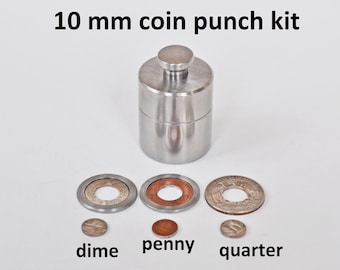 Coin Ring Punch Tool Set: 2/5" (10mm) Steel Hole Punch