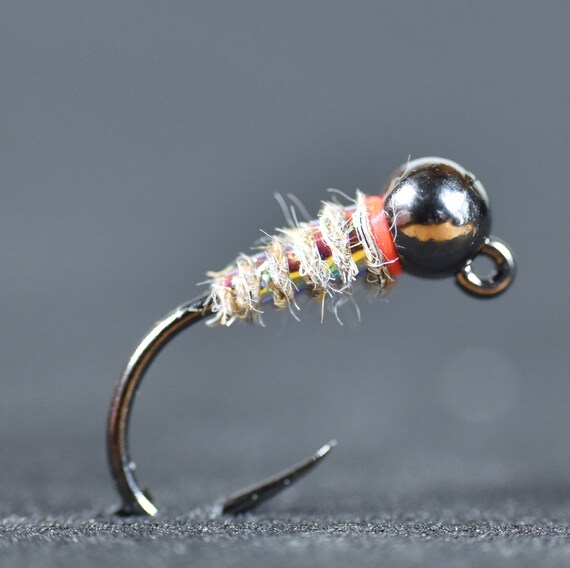 6 Fly Fishing Nymph Flies Tungsten Amber Micro Nymph Size 16