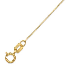 Dainty 0.54mm Solid Gold Box Chain, 14K Yellow Gold Box Chain, Chain for Pendant, Layering Chain, Thin Gold Chain, Ladies Gold Chain