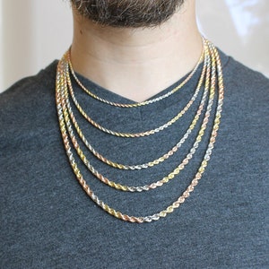 Tri color shop rope necklace