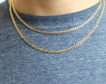3.1mm 14K Yellow Gold Cuban Link Chain, Thick Cuban Chain, Mens Gold Chain, Ladies Gold Chain, Real Gold Cuban Chain, Layering Necklace
