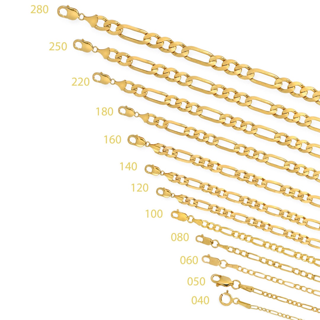14K Gold Figaro Chain, Real Gold Chain, 1.5mm 1.9mm 2.2mm 3.1mm 3.9mm 4