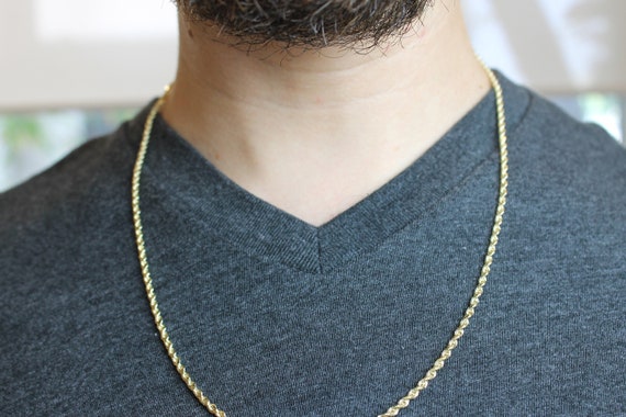 2.5mm Thick Rope Chain, Long 14K Gold Chain, Short Gold Chain