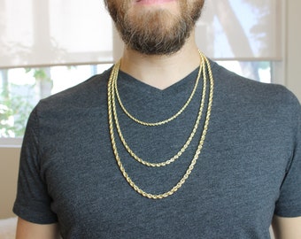 14K Gold Rope Chain Real Gold Chain 