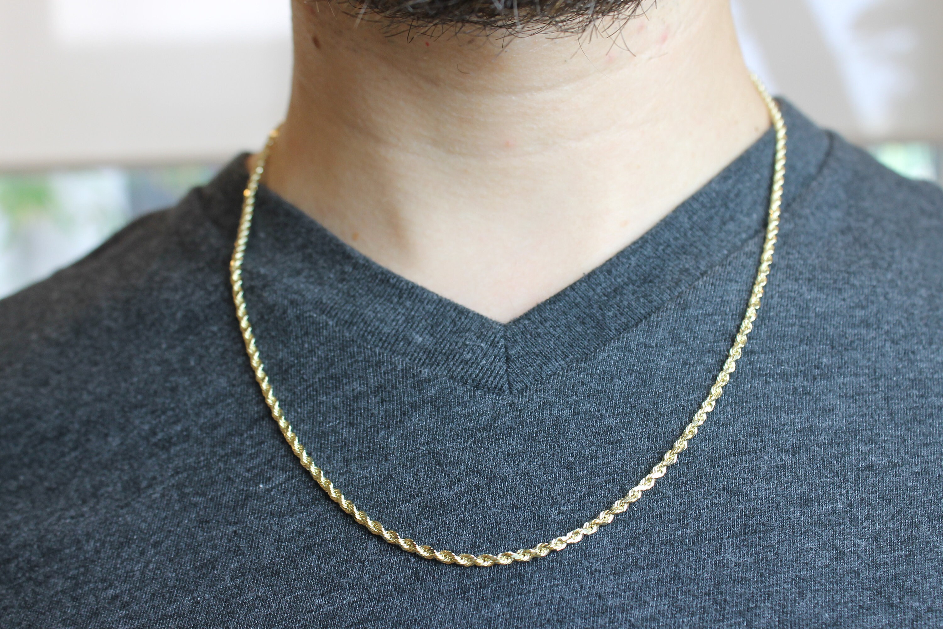 Real Gold 14K Rope Chain 4mm Thick Rope 
