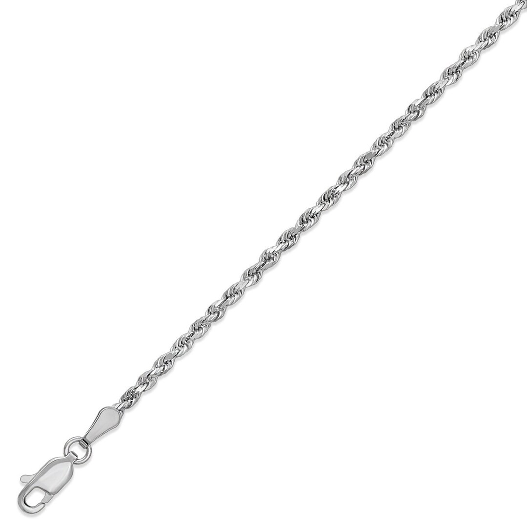 Real White Gold Chain, 14K Solid White Gold Rope Chain, Layering Chain