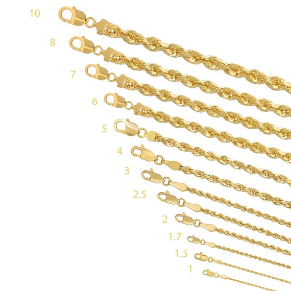 14K Gold Rope Chain Real Gold Chain Layering Solid Gold Etsy