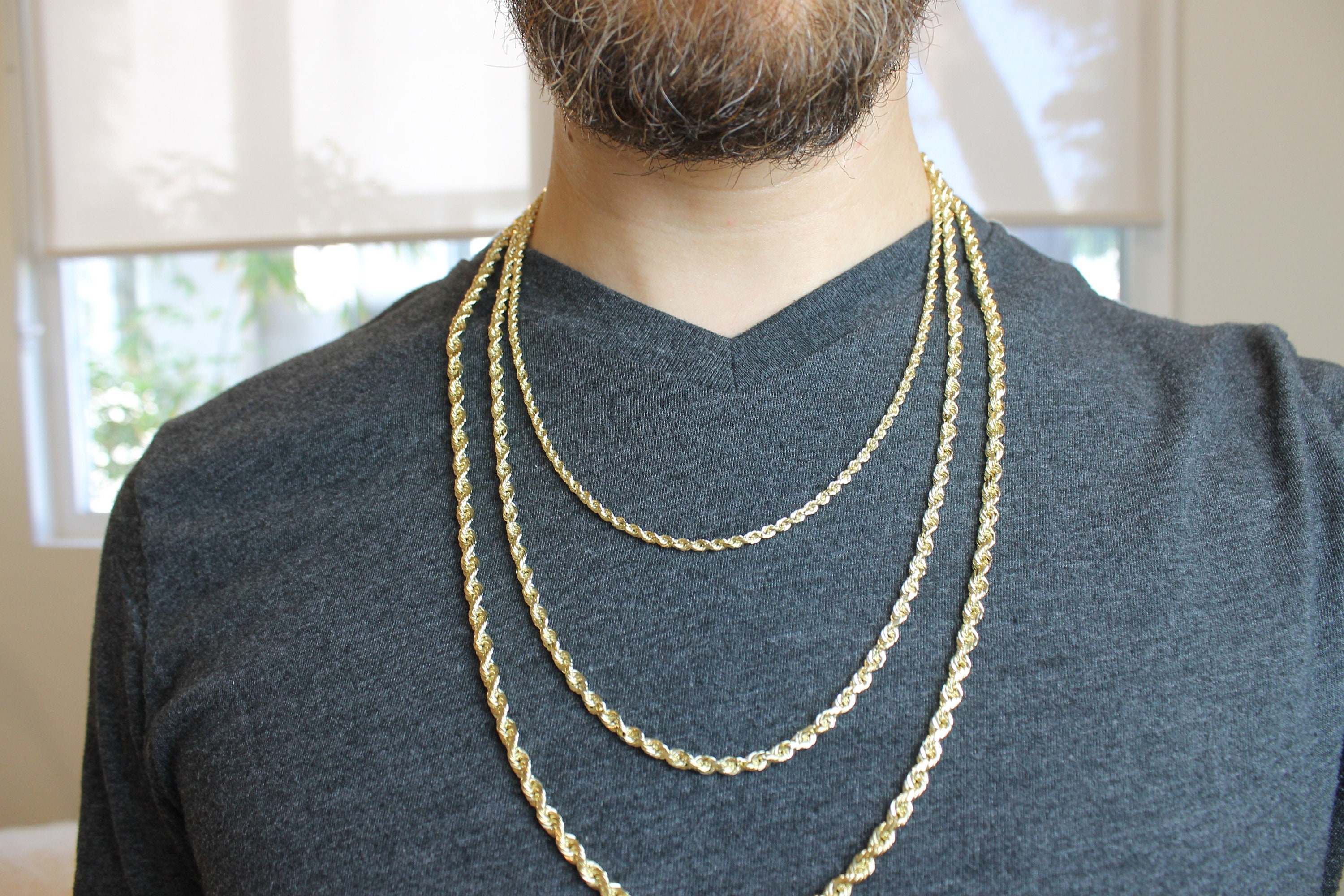 14K Gold Rope Chain, Real Gold Chain, Layering Solid Gold Chain