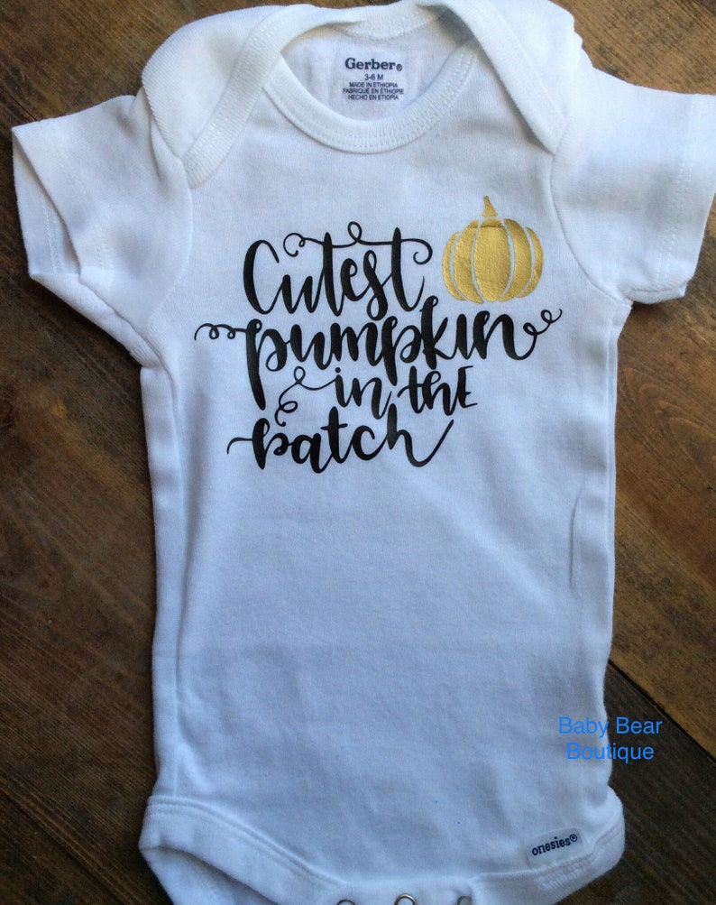 Cutest Pumpkin In The Patch Baby Girl Bodysuit Fall Baby Bodysuit Halloween Baby Bodysuit
