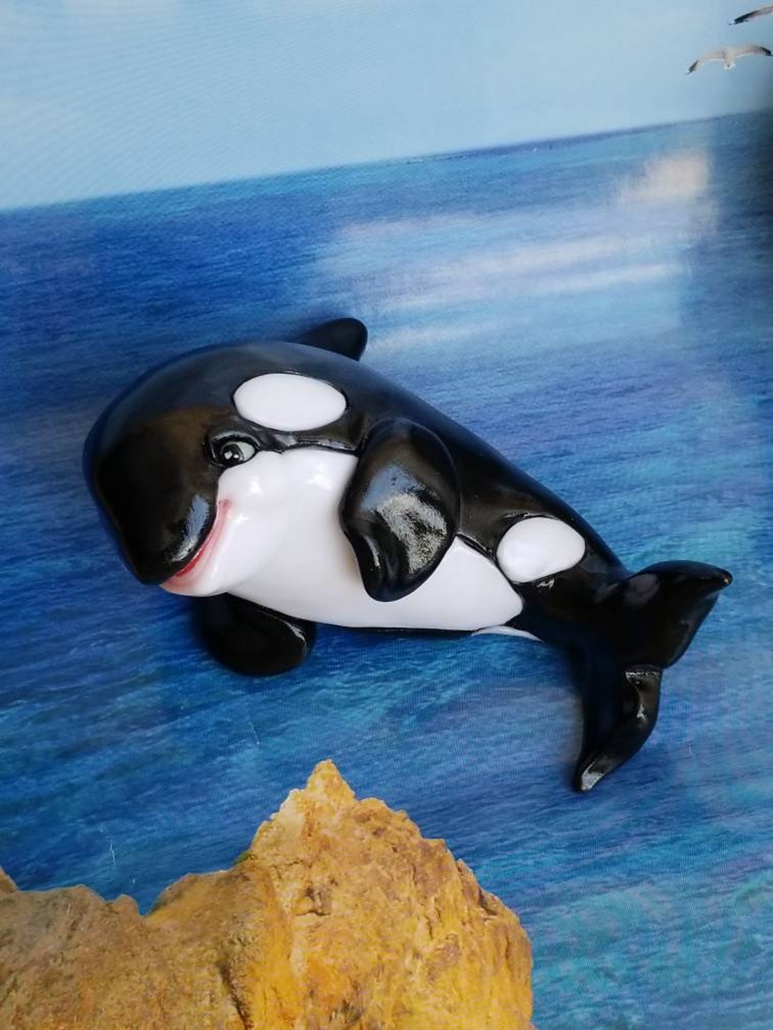 Orca whale gift / orca figurine / cute orca/ Etsy