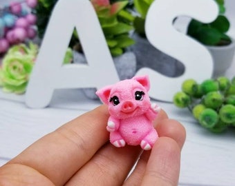 Personalized Handmade, cute piggy miniature, pink pig sculpture, personalized gift, piglet figurine,mini pig