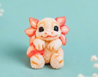 Miniature Polymer Clay Axolotl Figurine, Desk Buddy, Fairy Garden Animal, Kawaii Miniature
