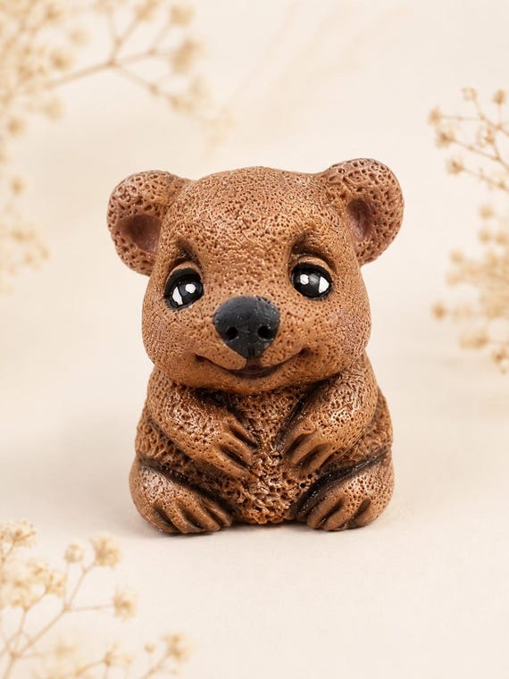 Handmade Polymer Clay Wombat Figurine, Australian Animal Sculpture, Desk Buddy