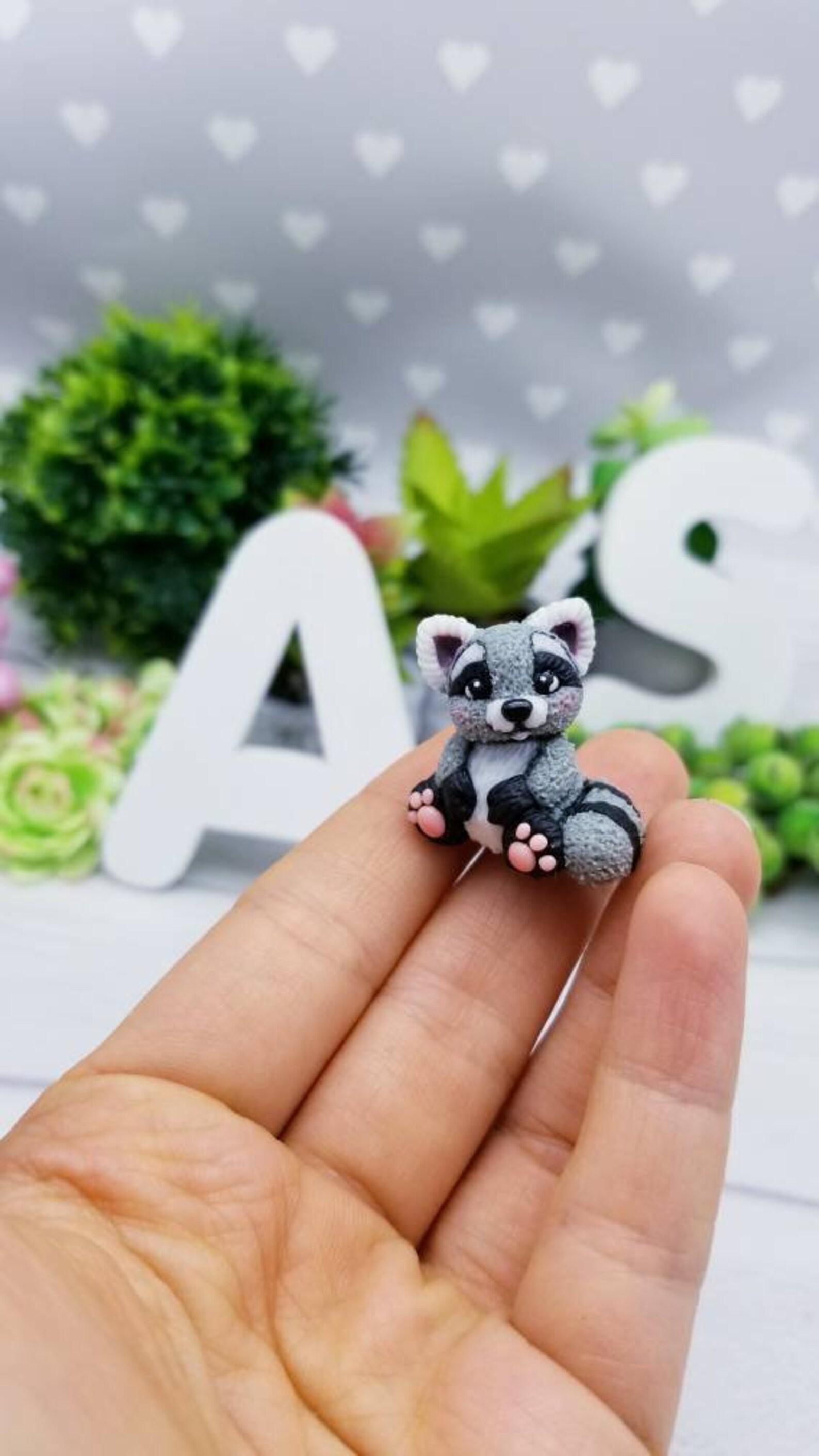 Polymer Clay Raccoon Miniature, Custom Mini Pet Figurine - Etsy