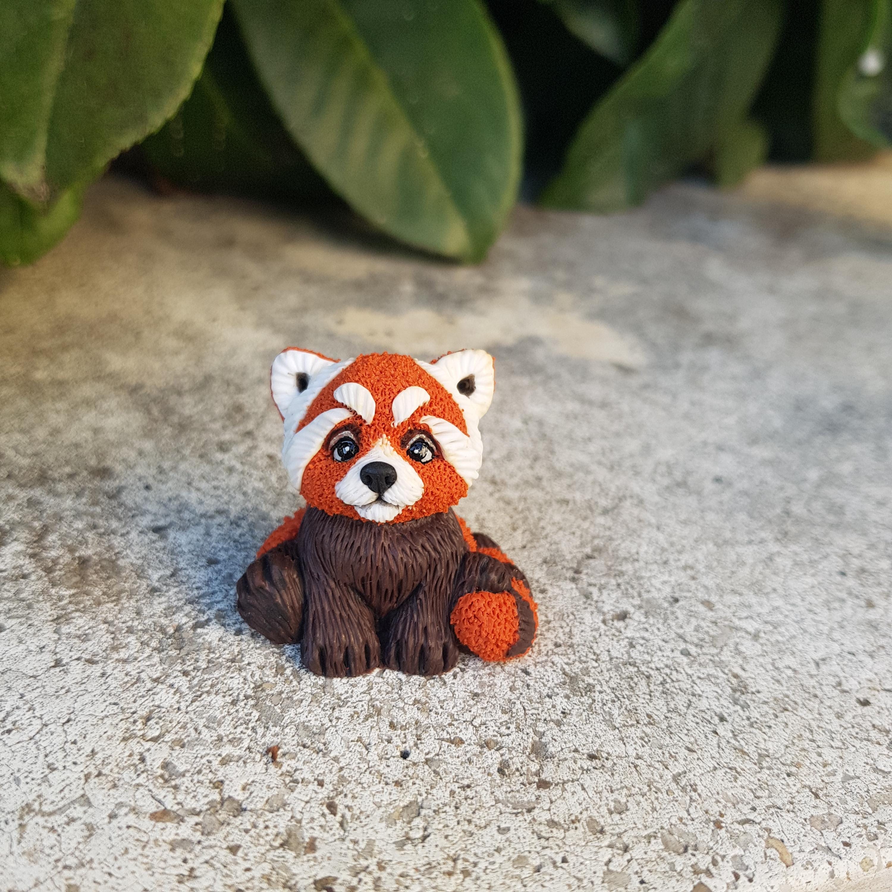 Handmade Red Panda Miniature, Polymer Clay Figurine, Custom Gift - Etsy