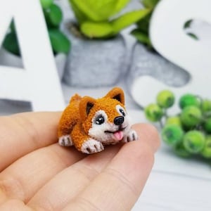 Niedliche Shiba Inu Hund Miniatur, Hund-Liebhaber-Geschenk, Akita Inu Miniatur, Welpen Skulptur, Hundefigurine,kleine Baby Hund Skulptur,Hunde Gedenkstätte