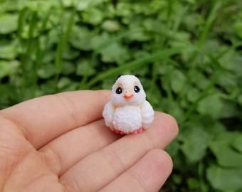 Polymer Clay Miniature Pigeon Figurine, Animal Sculpture