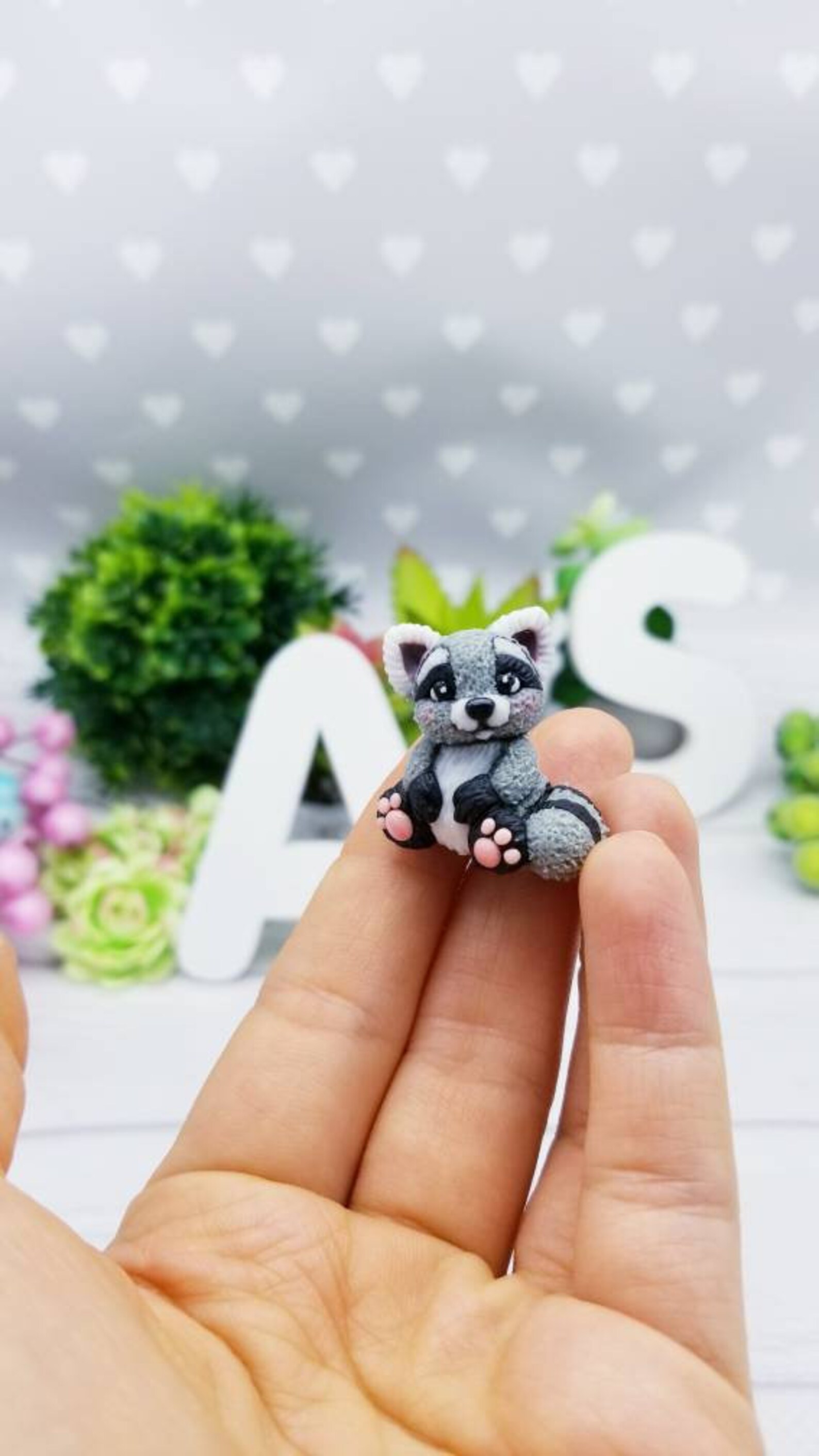 Polymer Clay Raccoon Miniature, Custom Mini Pet Figurine - Etsy