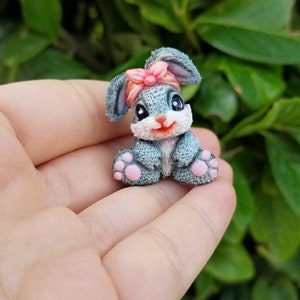Cute bunny miniature from polimer clay, cute gift miniature, personalized gift, baby bunny, birthday gift,cute animal miniature,custome made