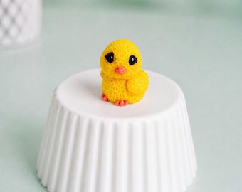 Cute Tiny Duck Figurine, 0.5 Inch Mini Polymer Clay Bird, Kawaii Animal Miniature, Dollhouse Decor, Gift for Animal Lover