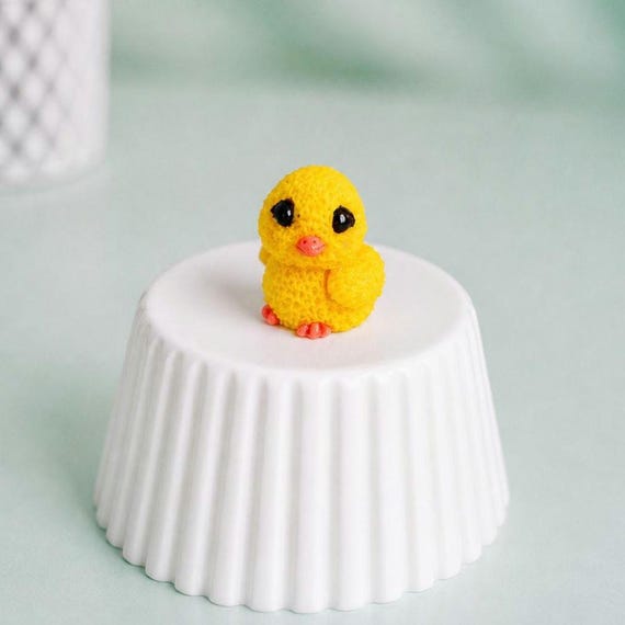 Tiny Duck Figurine, 0.5 Inch Polymer Clay Bird, Kawaii Miniature, Dollhouse Decor
