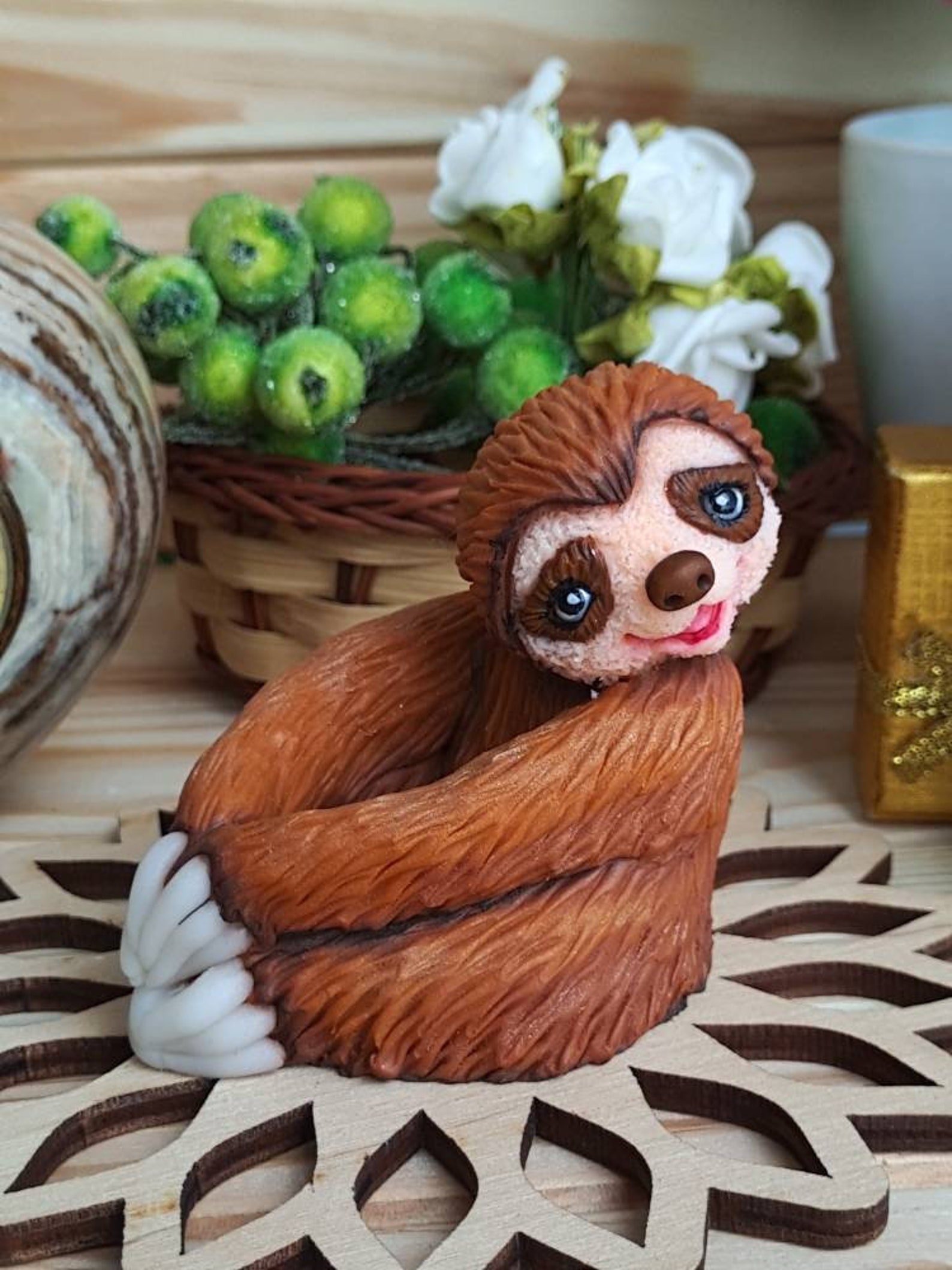 Faultier Pflanzer Keramik Tier Pflanzer süße Faultier Figur | Etsy