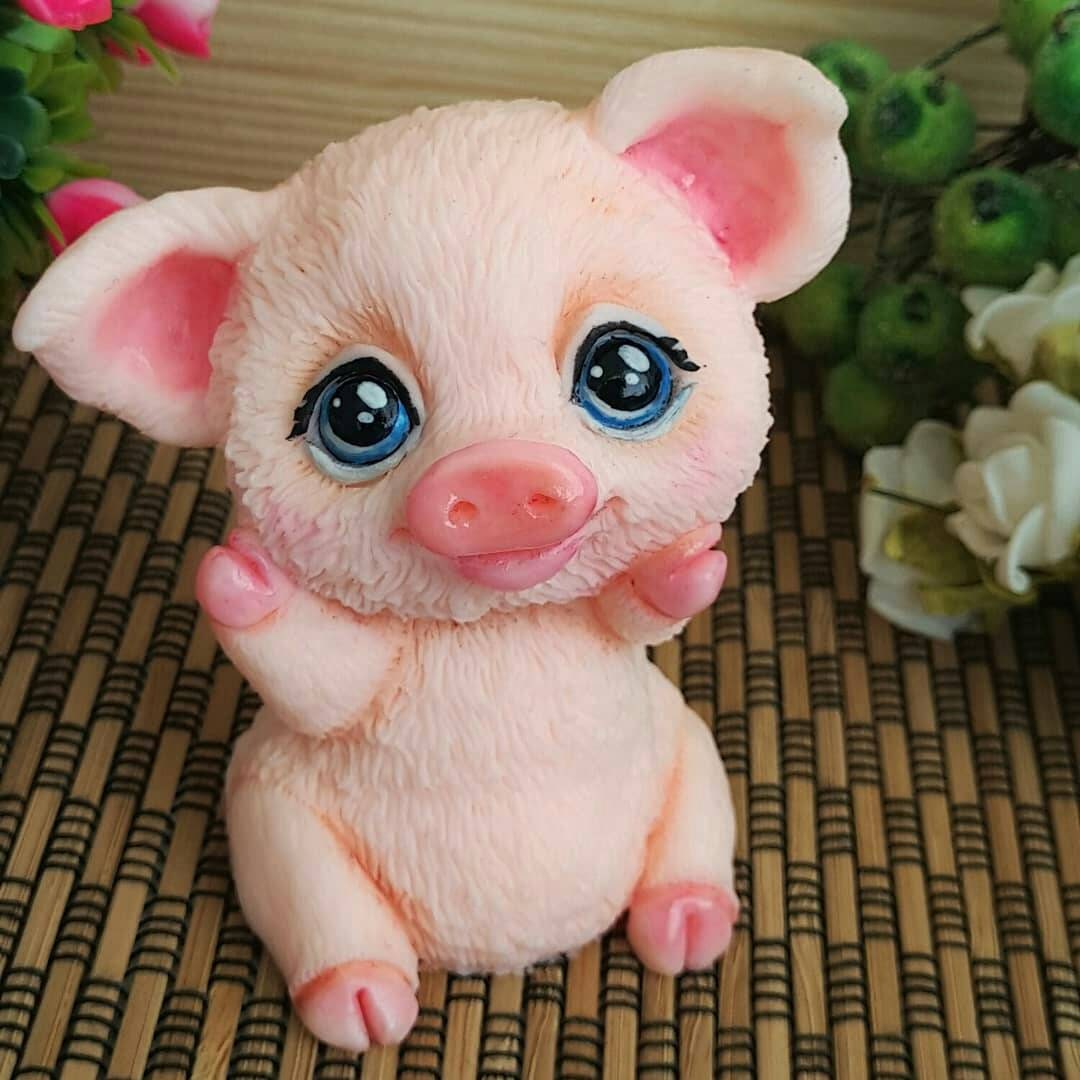 Piglet figurine cute pig toy personalized gift beautiful pink Etsy