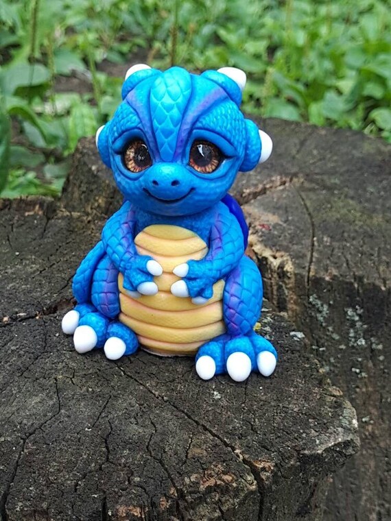 Bebe Dragon Petit Dragon Mignon Dragon Bleu Dragon Yuang Etsy