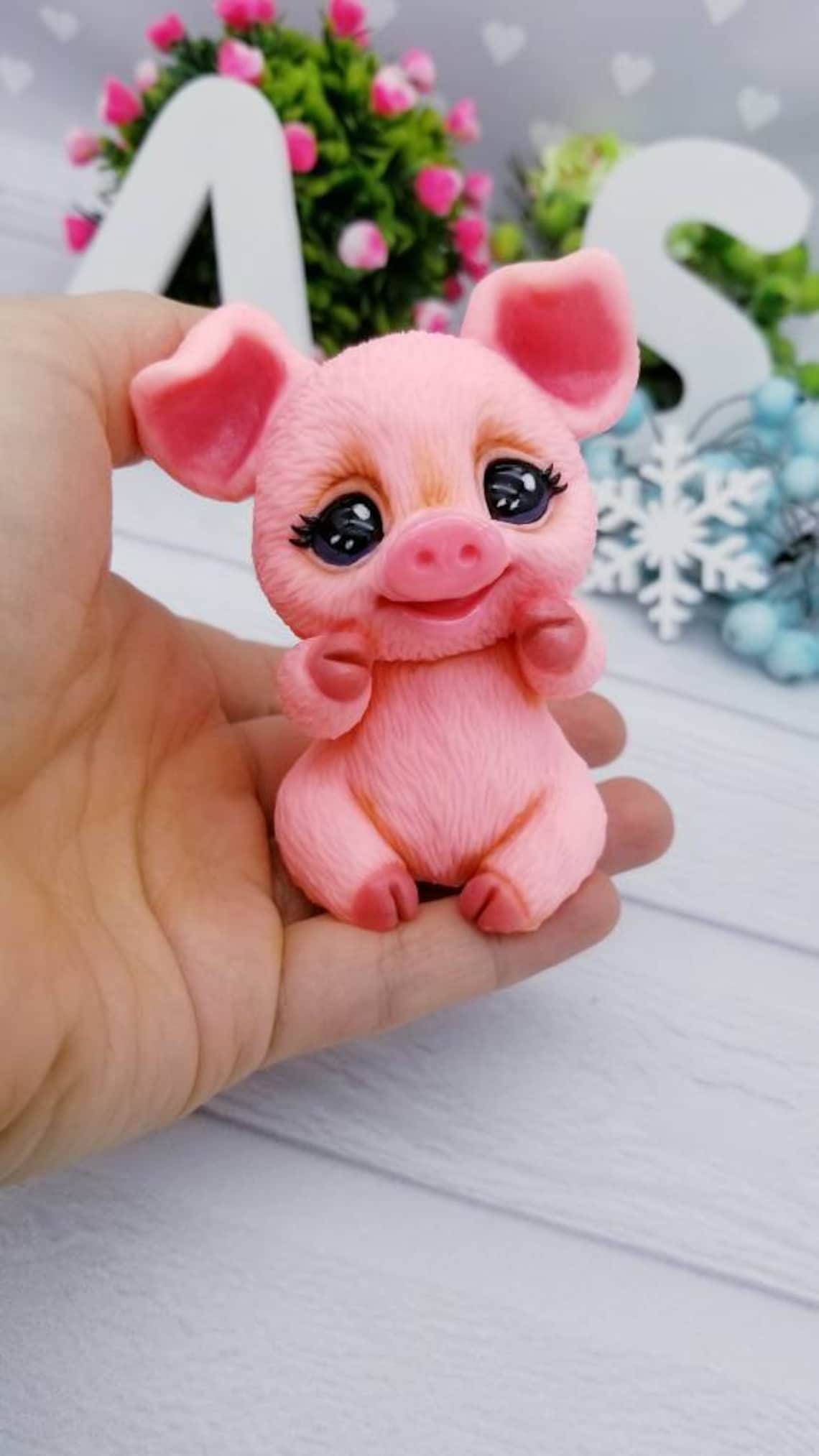 Piglet figurine cute pig toy personalized gift beautiful pink Etsy