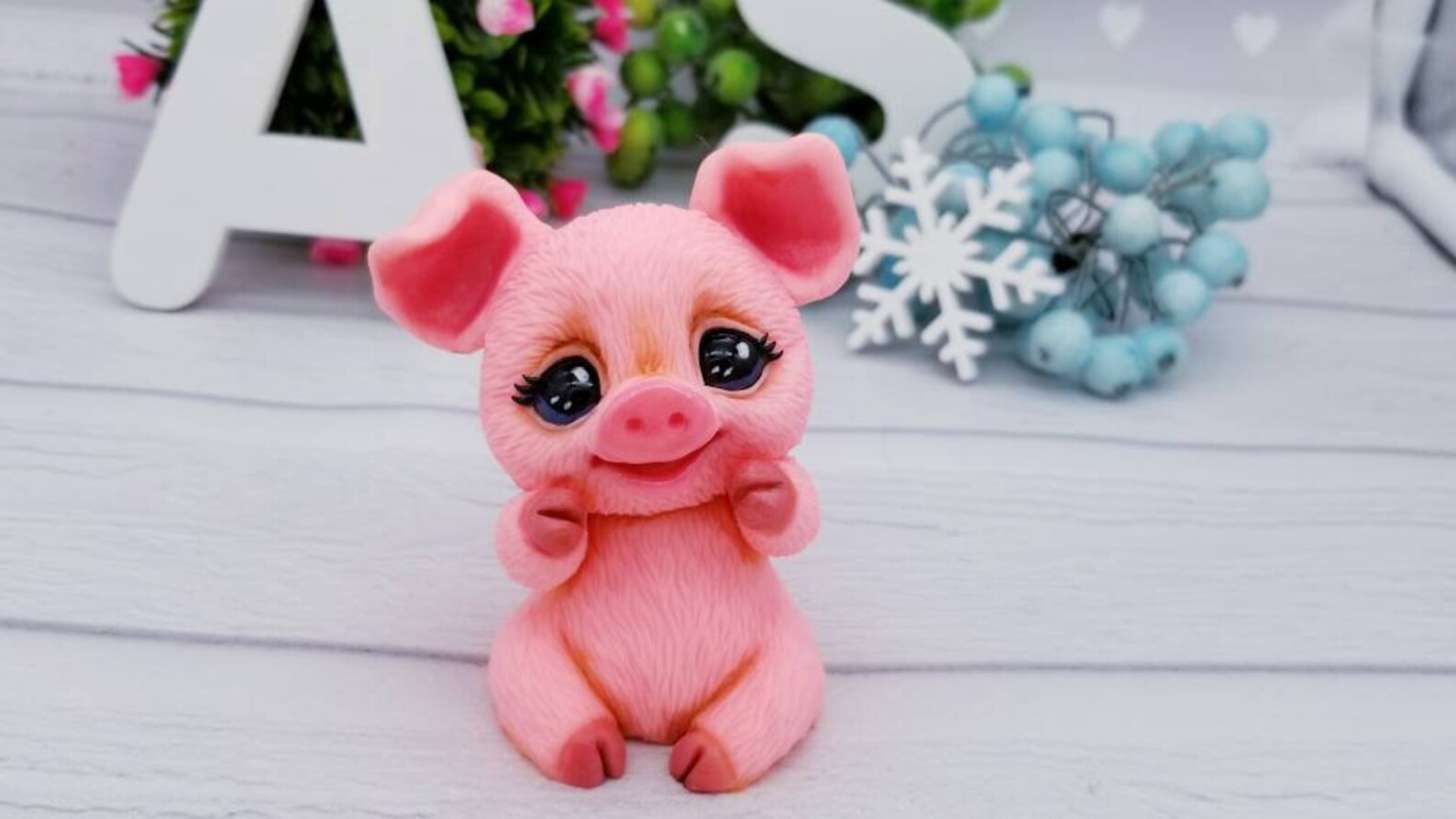 Piglet figurine cute pig toy personalized gift beautiful pink Etsy