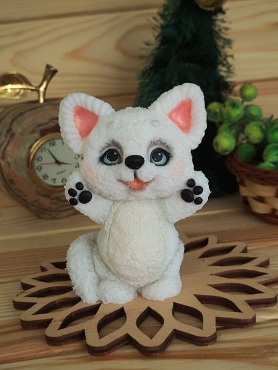 Arctic Fox Small Baby Arctic Fox White Fox Fox Figurine Etsy