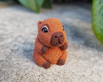 cute capybara miniature, baby capybara, capybara figurine, capybara sculpture