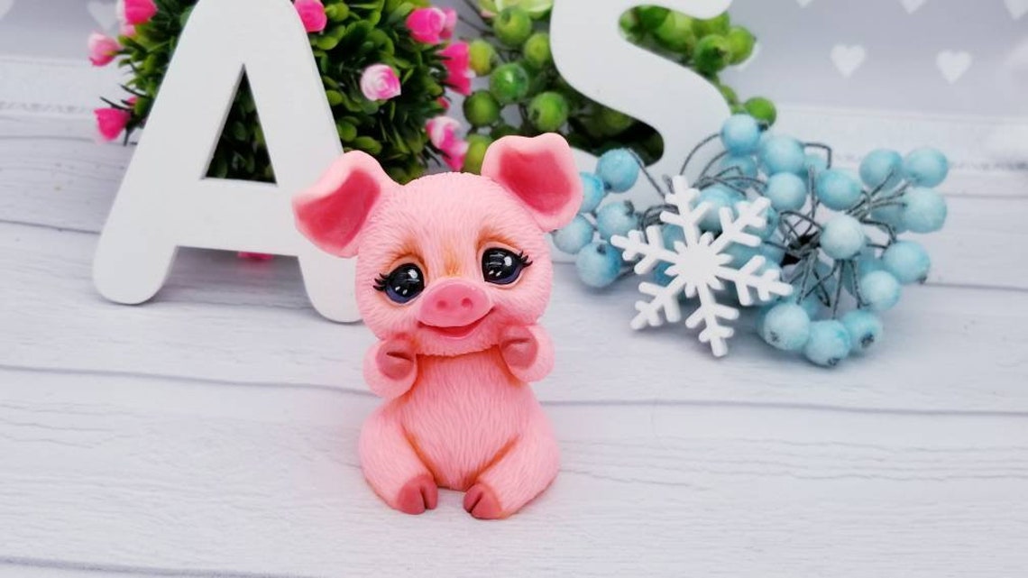 Piglet figurine cute pig toy personalized gift beautiful pink Etsy