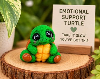 Emotional Support Turtle, Cute Polymer Clay Desk Buddy, Tiny Turtle Figurine