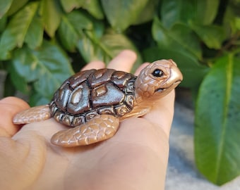 Handmade Miniature Turtle Figurine, Personalized Totem Animal Gift