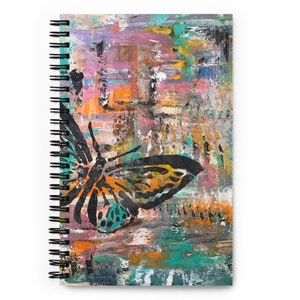 Butterfly Art Spiral Notebook, Abstract Unique Butterfly Design, Great Butterfly Gift
