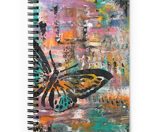 Butterfly Art Spiral Notebook, Abstract Unique Butterfly Design, Great Butterfly Gift