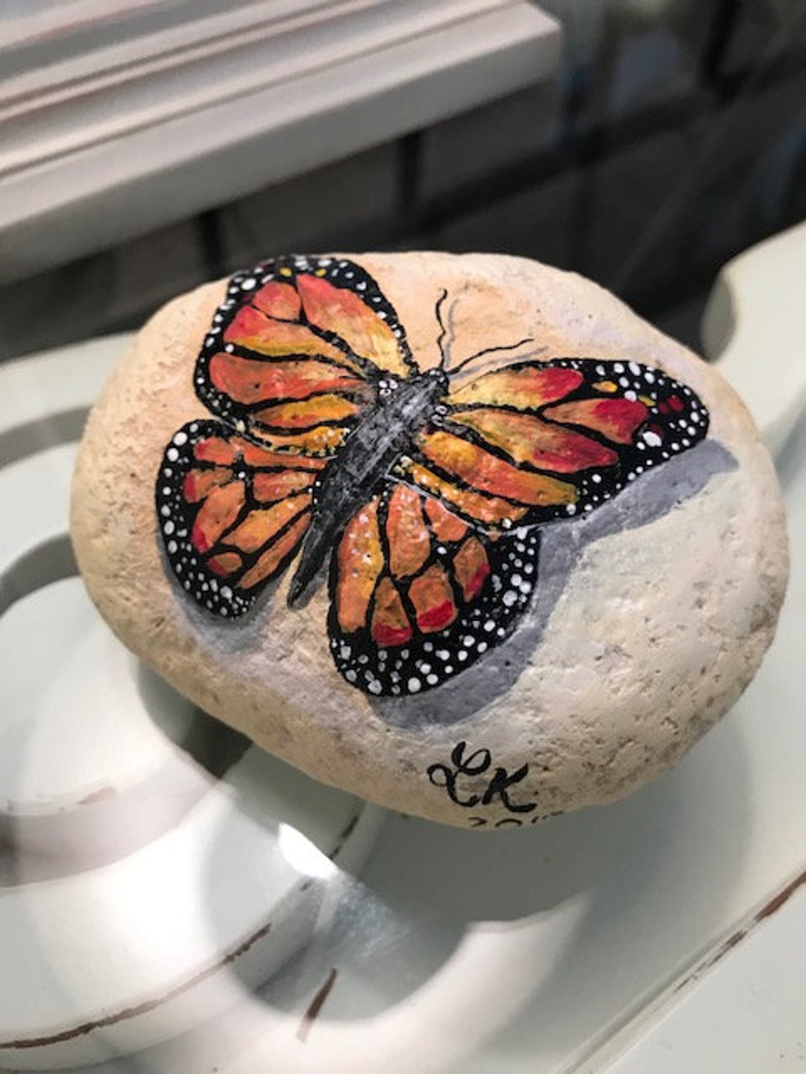 Painted Butterfly Rock Painted Rocks Custom Rocks Rock Art Etsy