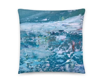 Decorative Ocean Art Pillow, Original Art Throw Pillow, Abstract Seascape, Pair Of Pillows Ship For Free