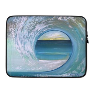 Abstract Ocean Art Laptop Sleeve, Water Resistant Artful Protection For Laptop, Ocean Lovers Gift, 13 And 15 Inches Available