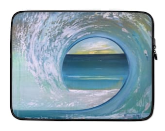 Abstract Ocean Art Laptop Sleeve, Water Resistant Artful Protection For Laptop, Ocean Lovers Gift, 13 And 15 Inches Available