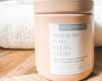 Clean Scented Candle: Jasmine, Vanilla, & Cedar Wood