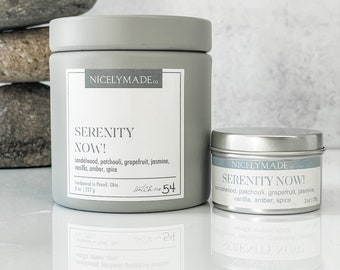 Serenity Now Scented Candle: Bergamot, Jasmine, Sandalwood