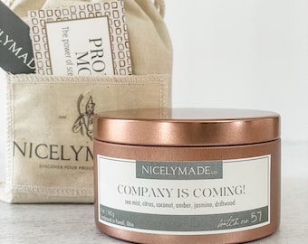 Company Is Coming Scented Candle: Sea Salt, Citrus, Driftwood