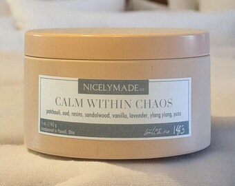 Calm Within Chaos Scented Candle: Patchouli, Oud, Sandalwood