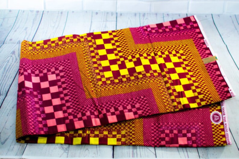 Hip Squared Purple /& Yellow Patterned Ankara African Wax Print