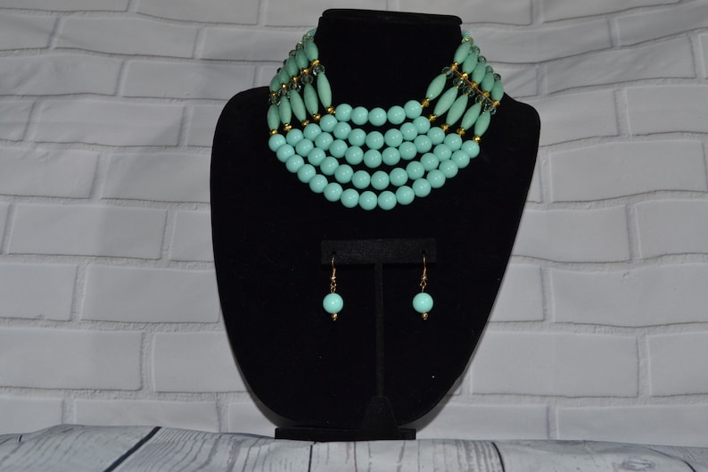 Multi-layered Beaded African Costume Jewelry Set