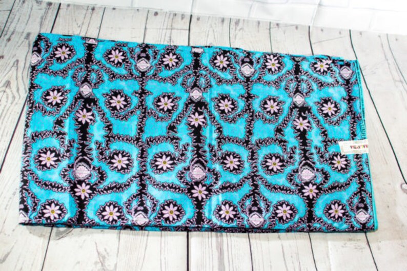 Cyan and Black Floral Maze Ankara African Wax Print