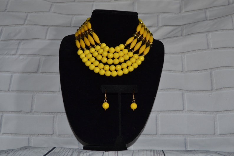 Multi-layered Beaded African Costume Jewelry Set