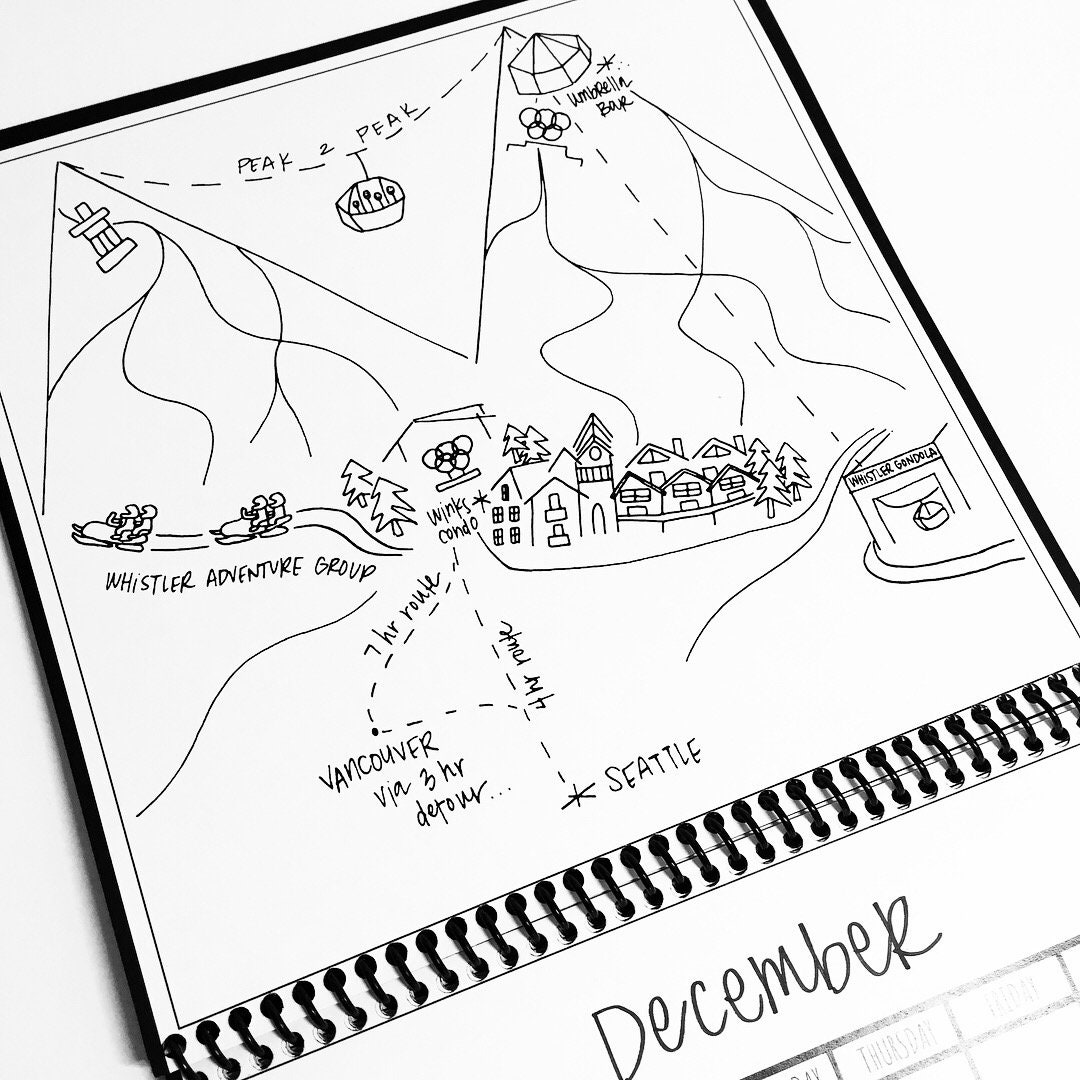 Custom hand drawn calendar custom map calendar custom Etsy